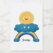 Cute happy sun wolwolk regenboog cartoon voedselcontainer etiket (Enkel label)