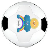 Cute happy sun wolwolk regenboog cartoon voetbal (Gedraaid)