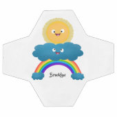Cute happy sun wolwolk regenboog cartoon voetbal (Enkel)