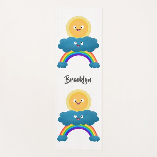 Cute happy sun wolwolk regenboog cartoon yogamat (Voorkant)