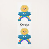 Cute happy sun wolwolk regenboog cartoon yogamat (Achterkant)