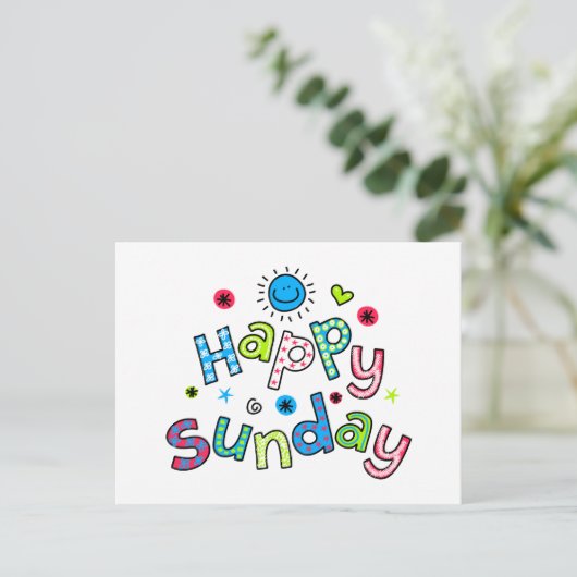 Cute Happy Sunday Week Greep Text Expression Briefkaart (Staand voorkant)
