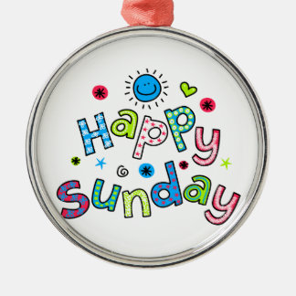 Cute Happy Sunday Week Greep Text Expression Metalen Ornament