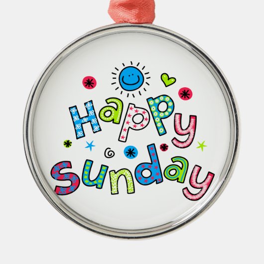 Cute Happy Sunday Week Greep Text Expression Metalen Ornament (Voorkant)