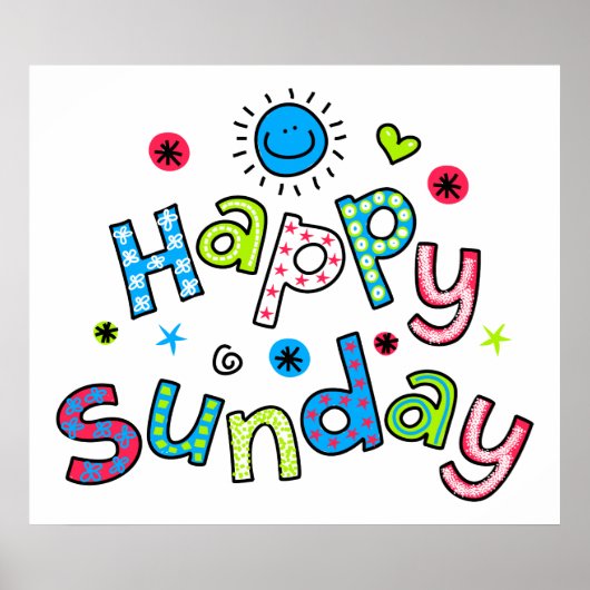Cute Happy Sunday Week Greep Text Expression Poster (Voorkant)