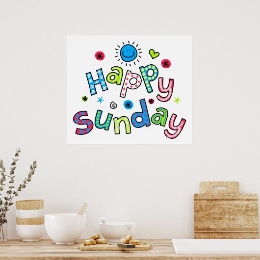 Cute Happy Sunday Week Greep Text Expression Poster (Keuken)