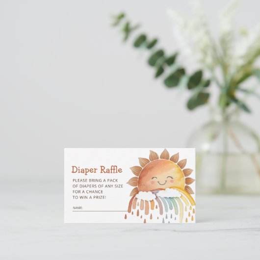 Cute Happy Sunshine Diaper Baby shower Raffle Informatiekaartje (Staand voorkant)