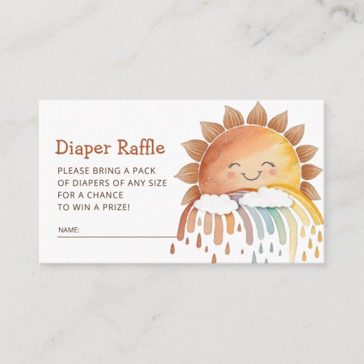 Cute Happy Sunshine Diaper Baby shower Raffle Informatiekaartje (Voorkant)