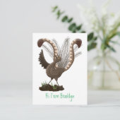 Cute happy superb lyrebird cartoon illustratie briefkaart (Staand voorkant)