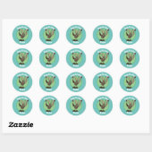 Cute happy superb lyrebird cartoon illustratie cl ronde sticker (Vel)