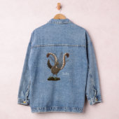 Cute happy superb lyrebird cartoon illustratie denim jacket (Hangar)