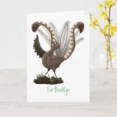Cute happy superb lyrebird cartoon illustratie kaart (Gele Bloem)