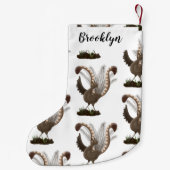 Cute happy superb lyrebird cartoon illustratie kleine kerstsok (Achterkant)