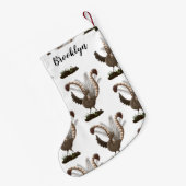 Cute happy superb lyrebird cartoon illustratie kleine kerstsok (Achterkant (Hangend))