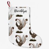 Cute happy superb lyrebird cartoon illustratie kleine kerstsok (Voorkant)