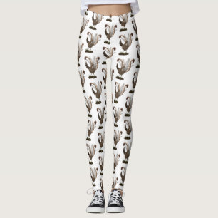 Cute happy superb lyrebird cartoon illustratie leggings