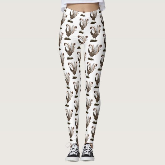 Cute happy superb lyrebird cartoon illustratie leggings (Voorkant)