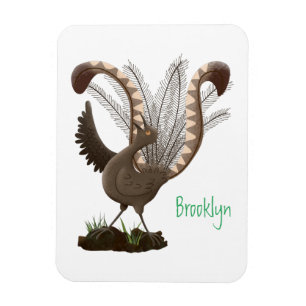 Cute happy superb lyrebird cartoon illustratie magneet