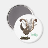 Cute happy superb lyrebird cartoon illustratie magneet (Voorkant / Achterkant)