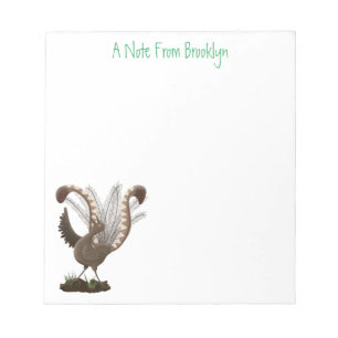 Cute happy superb lyrebird cartoon illustratie notitieblok