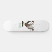 Cute happy superb lyrebird cartoon illustratie persoonlijk skateboard (Horizontaal)