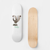 Cute happy superb lyrebird cartoon illustratie persoonlijk skateboard (Voorkant)