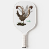 Cute happy superb lyrebird cartoon illustratie pickleball paddle (Achterkant)