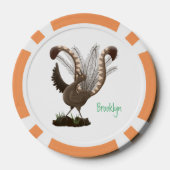 Cute happy superb lyrebird cartoon illustratie poker chips (Achterkant)