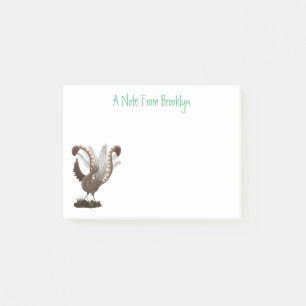 Cute happy superb lyrebird cartoon illustratie post-it® notes