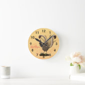 Cute happy superb lyrebird cartoon illustratie r ronde klok (Huis)