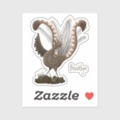 Cute happy superb lyrebird cartoon illustratie sticker (Vel)