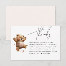 Cute Happy Teddy Bear Baby Shower Bedankkaart Informatiekaartje