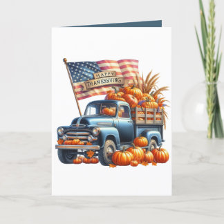 Cute Happy Thanksgiving customizable truck Feestdagen Kaart