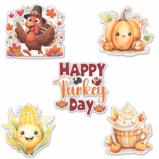 Cute Happy Thanksgiving Day Stickers (Voorkant)