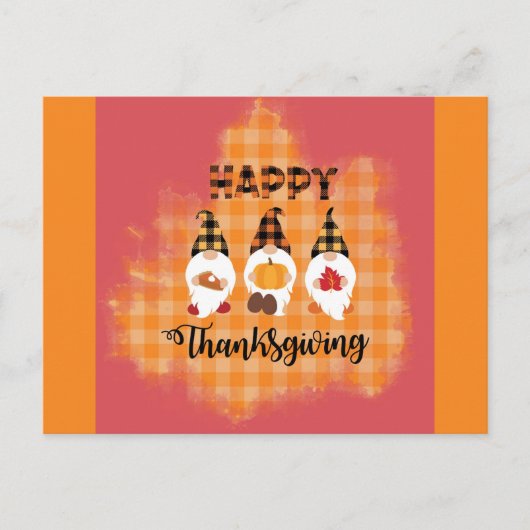 Cute Happy Thanksgiving Gnomen Briefkaart (Voorkant)