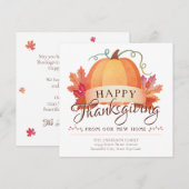 Cute Happy Thanksgiving New Address Pumpkin Moving Aankondiging (Voorkant / Achterkant)
