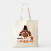 Cute Happy Thanksgiving Pilgrim Turkey Tote Bag (Achterkant)
