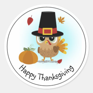 Cute Happy Thanksgiving Ronde Sticker