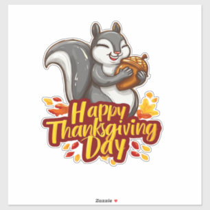 Cute Happy Thanksgiving Squirrel Klassiek T-shirt Sticker