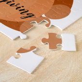 Cute Happy Thanksgiving Teddy Bear Pumpkin Leaves Legpuzzel (Zijkant)