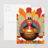 Cute Happy Thanksgiving Turkey Briefkaart (Voorkant / Achterkant)