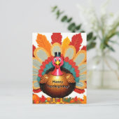 Cute Happy Thanksgiving Turkey Briefkaart (Staand voorkant)