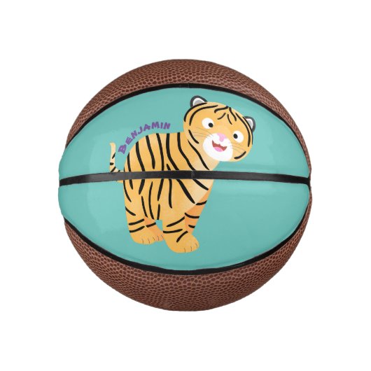 Cute happy tijgerkub cartoon basketbal (Voorkant)