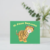 Cute happy tijgerkub cartoon briefkaart (Staand voorkant)
