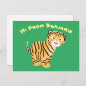 Cute happy tijgerkub cartoon briefkaart (Voorkant / Achterkant)