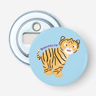 Cute happy tijgerkub cartoon button flesopener