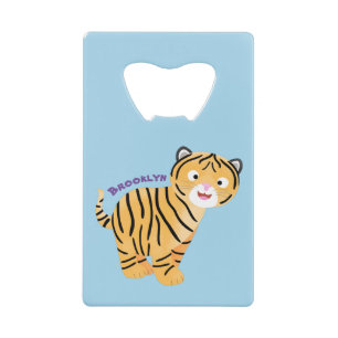 Cute happy tijgerkub cartoon creditkaart flessenopener