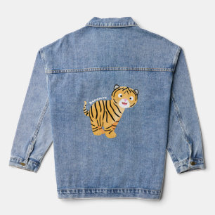Cute happy tijgerkub cartoon denim jacket