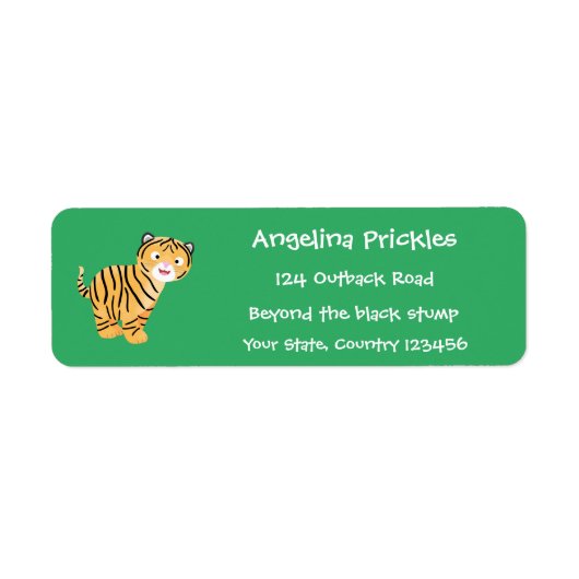 Cute happy tijgerkub cartoon etiket (Voorkant)
