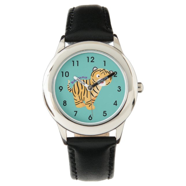 Cute happy tijgerkub cartoon horloge (Voorkant)